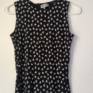 EZ Town Top Women S Black and White butterfly Vintage  90s Y2K USA Made